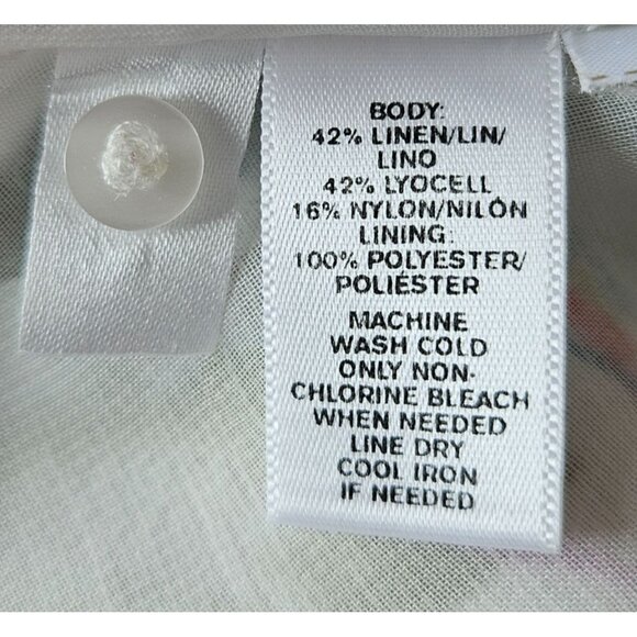Loft Woman SZ S Linen Blend Blouse Sleeveless Keyhole Back Lined Floral Colorful - Picture 6 of 7